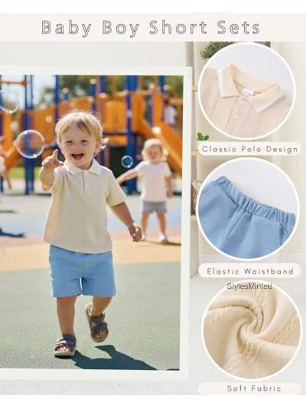 Toddler Boys 2-Piece Polo Shirt and Shorts Set Summer Outfit